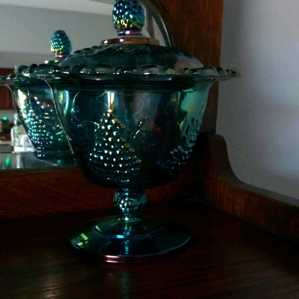 Vintage Blue Carnival Dish